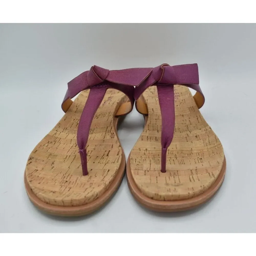 Kork-Ease‎ Womens Size 7 Blake T-Strap Purple Leather Thong Sandals Shoes